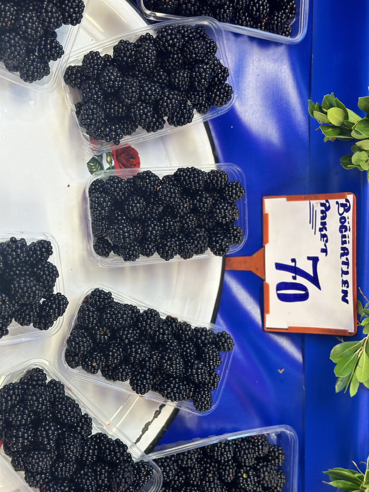 Ahududu ve böğürtlen tezgahlarda