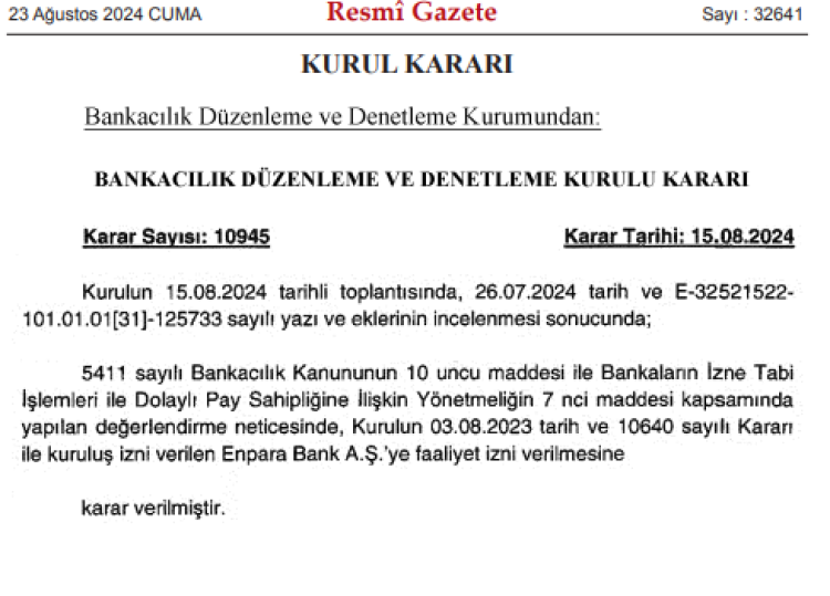 Enpara Bank’a BDDK’dan faaliyet izni